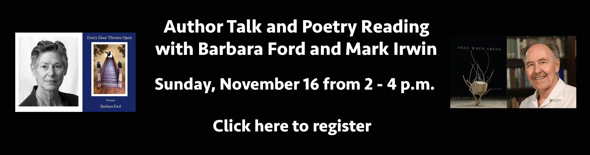 Author Talk and Poetry Reading with Barbara Ford and Mark Irwin at Salida Library